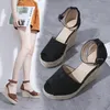 Women's sandals 2019 summer new Europe large size fish mouth wedges with a word buckle with women's shoes