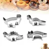 Dinozaur Cookie Cutter Set Ze Stali Nierdzewnej Zwierząt Kremówka Ciasto Ciasto Ciasto Dekorowanie Narzędzia Pieczenia JK2007XB