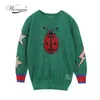 Fashion-2019 New Spring Summer Butterfly Ladybug Star Gold And Silver Lurex Hollow Out Knitting Cute Green Sweaters Women A-004MX190820