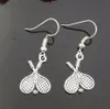 Оптом мода ювелирные изделия старинные серебряные теннисные ракетки шар шарм шарнирные серьги для женщин спортивные подарки 631