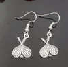 Groothandel mode-sieraden vintage zilveren tennisracket bal charme dangle oorbellen voor vrouwen sportgeschenken 631