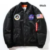 Fall-Flight Pilot Jacket Coat Zwart Groen Bomber Ma1 Heren Bomberjacks Nasa Borduren Baseball Jassen met Rits M-XXL