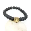 Shellhard Fashion Lion Head Bracelet Strand Buddha Beads Armband Bangles Charm Naturligt stenarmband för män Kvinnor Bead Smycken