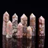 10Pc Naturel Madagascar Flocon De Neige Fleur De Cerisier Fleur Agate Tour Point Colonne Cristal De Quartz Guérison Sakura Agate Baguette Obélisque Collection