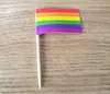 Wholesale Rainbow Flag Toothpick Lesbian Gay Pride LGBT Flag Banner Cocktail Sticks Picks Free Shipping W9980