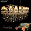 Crystal Chandelier Light Fixture Modern Silver Crystal Pendant Lamp Lustre With Lampshade for Hotel Restaurant Living Room MD32011