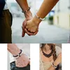 Natural Black Volcanic Rock Lava Stone Beads Bracelets Couple Strength Lovers Bead Bracelet Lovers Chakra Distance Bracelets Black White Fashion Jewelry Gift