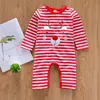 Weihnachten Baby Overall Strampler Baumwolle Neugeborenes Baby Junge Mädchen Kleidung Hirsch Gestreift Outfits Baby Kinder Kleidung Säuglingskleinkind Boutique Kleidung