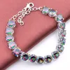 5 Pcs/Lot High Quality fashion Round Shaped 8 mm colorful Topaz Bracelet Jewelry 925 Silver Party Christmas Gift For Women B0333