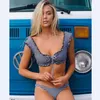 Nya Kvinnor Sexig Thong Bikini Lady Billiga Push-Up Bandeau Baddräkt Kvinnlig Padded Bröst Wrap Designer Badkläder