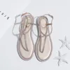 Vente chaude- 2019 chaussures à bride à la cheville femmes sandales plates bande de cristal chaussures d'été fille tongs grande taille bohême