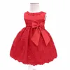 Mois 1er anniversaire Baby Girl Farty Robes New Lace Breded Flower Front Big Bow Princess Dress Robe Baby Girls Clothes2437086
