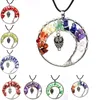 Fashion Women Rainbow 7 Chakra Life Life Hanger ketting Quartz uil Multicolor Natural Stone Wisdom kettingen sieraden