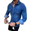 Automne lavé Slim Fit jean dessus de chemise mode Streetwear beaux hommes mode jean vestes manteaux décontracté hommes à manches longues veste