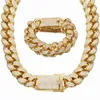 20mm 1636 tum tunga isade ut zirkon Miami kubansk länkkedja halsband choker bling hip hop guld silver rosegold smycken7339425