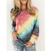 Gradiente Arcobaleno Maglietta donna camicia a maniche lunghe Pullover parti superiori del T allentato t-shirt tie-dye camicie di primavera Top S-5XL Oversize LJJA3942