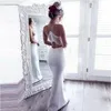 In Stock Sexy Mermaid Evening Dresses Spaghetti Slim Fit Lace Prom Dress Floor Length Cheap Criss Cross Straps Party Gowns