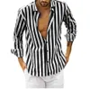 Camicia da uomo a maniche lunghe casual abbottonata Camicia a righe verticali da uomo Camicie da uomo slim fit a righe con risvolto