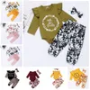 Ruffle Polka Dot Rompers Pants Baby Girl Clothes Floral Flowers Clothing Sets Headband Suits Sleeve Letter Print Leopard Boutique BZYQ6657