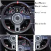 Black Suede Car Steering Wheel Cover for Volkswagen Golf 6 Mk6 VW Polo Sagitar Bora Santana Jetta MK5221G