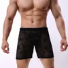 Mens See Through Middle Boxer Shorts Breattable Underwear Mesh Sexy Hollow Out Underpants Black Boxers Pants Trunks6190960