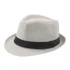 Unisex Trilby Gangster Cap Beach Sun Słomiany Hat Band Sunhat