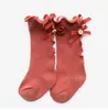 Colori caramelle calzini per bambini nuovi Calzini per bambina con fiocco grande lavorato a maglia al ginocchio, lunghi e morbidi, in pizzo di cotone, calzini con volant per bambini2902912
