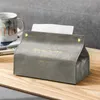 New Leather Facial Tissue Box Cover Rectangular Napkin Holder Desktop Storage Snap Closure Drop ship