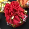 Handmade Ribbon Embroidery 8 Grid Cloth Bags Jewelry Travel Storage Bag Round Bottom Drawstring Makeup Bag 2pcs /lot