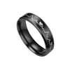 Lueur dans la fréquence noire cardiaque en acier inoxydable couple doigt bague bague de mariage bague de mariage mode judicieuse femme cadeau