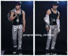 R63 Silver Pu Men Suit Singer Stage Qerformance Wears Dress DJ Hostroom Dance Costumes Party Show Model Vêtements Tenues DS J320P