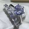 Choucong Victoria Wieck New 2019 Luxury Jewelry 925 Sterling Silver Round Cut White Topaz CZ Diamond Women Bridal Ring Set For Lovers' Gift