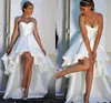 Nuevos vestidos de novia bohemios altos bajos 2022 sin tirantes con cordones en la espalda Hi-Lo Modest A Line vestidos de novia de playa Vestido De Novia Cheap229r