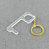 Akryl Nyckelringar Dörröppnare Non-Touch Hiss Knapp Verktyg Bärbara Metal Keyrings Ringar Pendant Key Holder Bil Nyckelringar Tillbehör