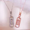 Mode- 18K Goud Hollowed-Out Paper Clip Ketting Modieuze Persoonlijkheid Paar Ketting