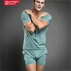 Män T Shirt Bomull Pajama Set Sleepwear Sexiga Mens Underkläder Tees Underhirts Tshirts Brand Casual Short Sleeve Boxers
