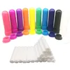 100 Sets Colored Essential Oil Aromatherapy Blank Nasal Inhaler Tubes Diffuser With High Quality Cotton Wicks