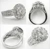 Wholesaleニューレアル925スターリングシルバーリングダイヤモンドの結婚指輪セットの女性シルバーの結婚指輪エンゲージメントジュエリーCZパーティーリング