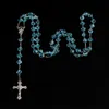 24pcs / 8mm Corte Rosario Cuello de cristal de cristal de plástico Collar católico con la medalla de la tierra sagrada Joyería religiosa de la oración