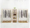 Golden clothing racks Bedroom Furniture Landing coat hanger in cloth stores Gold Iron Hat Frame multi-functional shoe rack