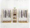 Golden clothing racks Bedroom Furniture Landing coat hanger in cloth stores Gold Iron Hat Frame multi-functional shoe rack274S