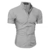 Chemise formelle d'affaires coupe cintrée pour hommes, manches courtes, élégante, blanc, noir, marron, bleu, gris, violet, rose, rouge, chemises Cool pour garçons