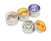 Three-layer crystal patch zinc alloy smoke grinder 50mm silver vertical grain metal smoke grinder