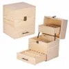 Beste 3 Schichten Holz Aufbewahrungsbox Carry Organizer Aufbewahrungsbox Ätherisches Öl Flaschen Aromatherapie Behälter Metallschloss Schmuck T