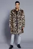 Mode Männer Winter Faux Pelz Jacke Druck Leopard Langarm Revers Kragen Dicke Warme Mode Mann Mantel Lang Plus Größe 3XL Heißer Verkauf