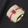 Vecalon Monaco Design luxe déclaration bague empilable pour les femmes mariage cubique Zircon fiançailles Dubai Punk mariée haut bagues