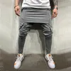 Autumn Mens Harem Pants Elastic Waist Stripe Pockets Casual Loose Drop Crotch Trousers Men Streetwear Hip-hop Pant