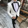 Latest Design Black Groom Wear Tuxedos Wedding Suits For Man Velevt Peaked Lapel Man Blazer Jacket 3Piece Groomsmen Wear Evening Prom Party
