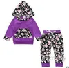 Vestiti per bambini Ragazze Boutique Abiti Bambini Moda Abbigliamento Set Natale Felpa con cappuccio Pantaloni Abiti Neonato a righe Cappotto floreale Pantaloni Ins Camo Top B4351