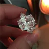 Vecalon Statement ring 925 Sterling Zilver Cushion geslepen 8ct Diamond Engagement trouwring ringen voor vrouwen Party Finger Jewelry